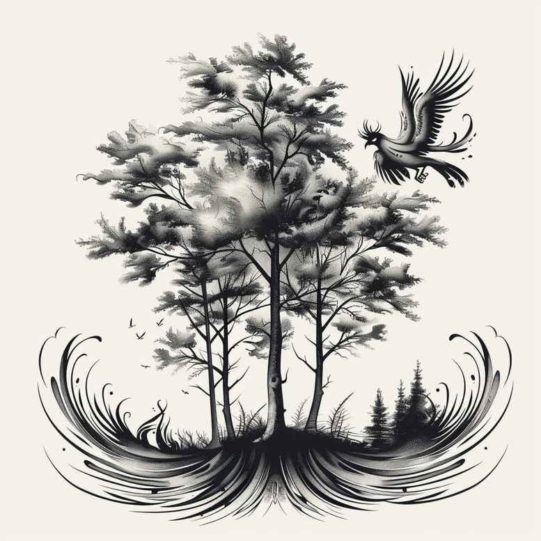 tree-symbolism-surrealism-distorted-reality-for-neck – tattoo design ideas free ai generated – Gallery: trees-inkby-ai