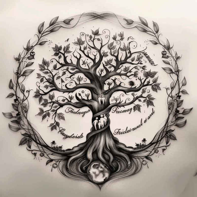 tree-with-flowing-lines-neotraditional-layered-fill-for-foot – tattoo design ideas free ai generated – Gallery: trees-inkby-ai