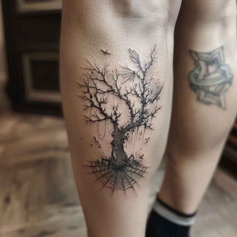 tree-with-shadow-and-light-realism-soft-contrast-for-foot – tattoo design ideas free ai generated – Gallery: trees-inkby-ai