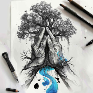 tribal-tree-neotraditional-layered-fill-for-sternum – tattoo design ideas free ai generated – Gallery: trees-inkby-ai