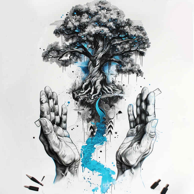 tree-with-contour-surrealism-ethereal-for-upper-chest – tattoo design ideas free ai generated – Gallery: trees-inkby-ai