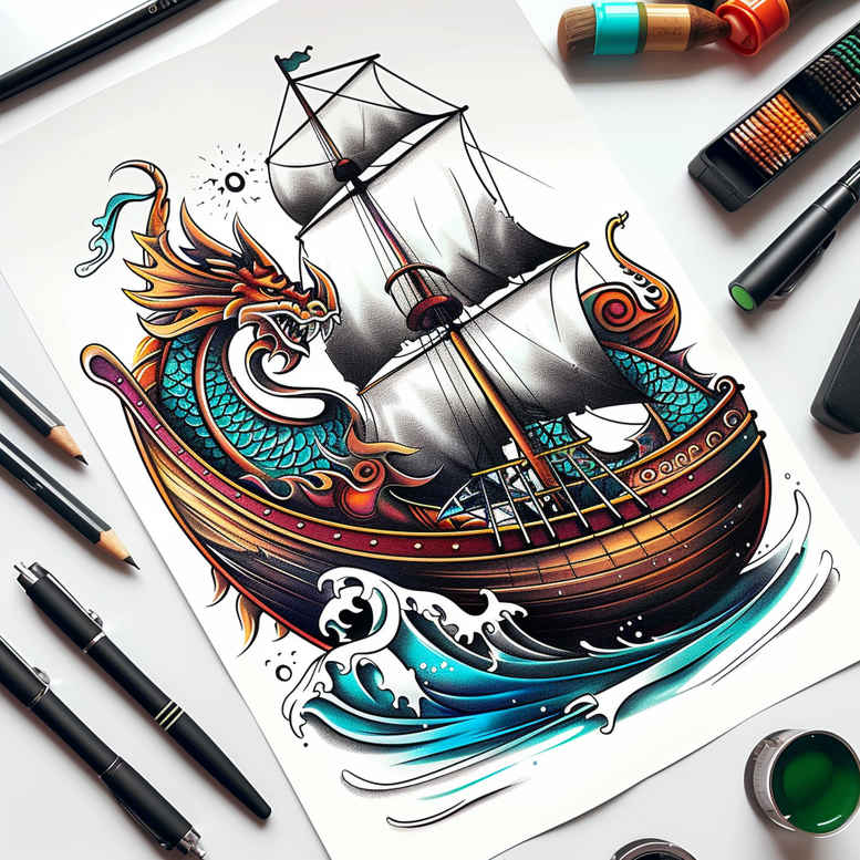 viking-ships-neotraditional-classic-motifs-for-nape – tattoo design ideas free ai generated – Gallery: viking-ships-inkby-ai