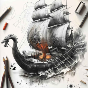 drakkar-in-motion-neotraditional-classic-motifs-for-wrist-side – tattoo design ideas free ai generated – Gallery: viking-ships-inkby-ai