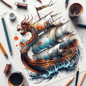 viking-ships-in-art-realism-light-play-for-behind-ear – tattoo design ideas free ai generated – Gallery: viking-ships-inkby-ai