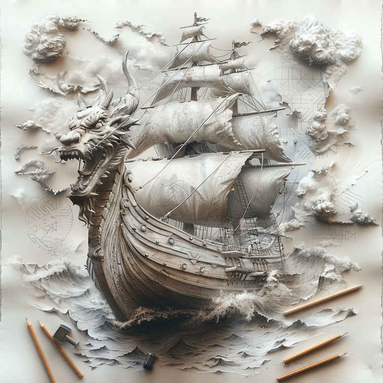 viking-ships tattoo design ideas Surrealism fantastical ancient ocean for back