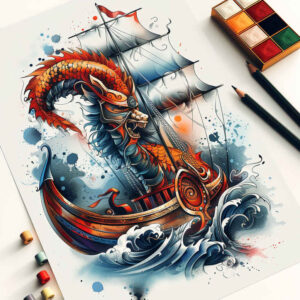 viking-ships tattoo design ideas dynamic linework arctic explorer symbol of perseverance