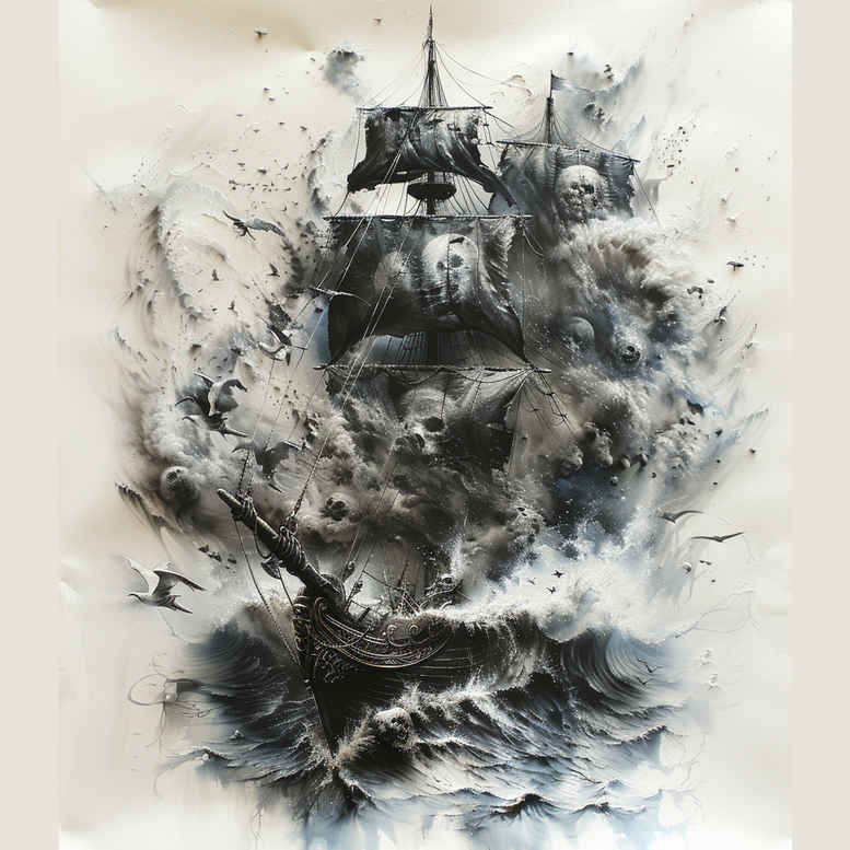 viking-ships tattoo design ideas metallic cold tide represents strength