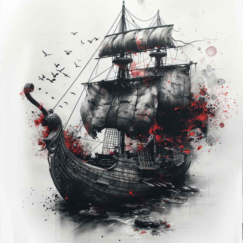 viking-ships tattoo design ideas detailed linework fearless journey for upper arm
