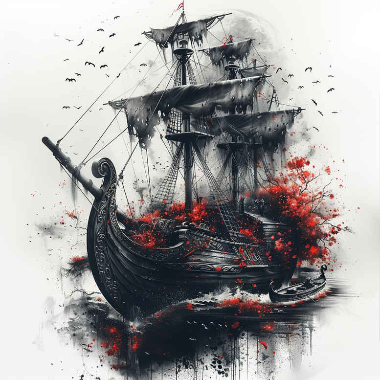 viking-ships tattoo design ideas color richness fierce voyage for wrist