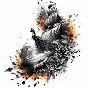 viking-ships tattoo design ideas vintage influence icebreaker for back of neck