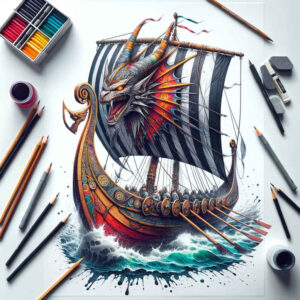 viking-ships tattoo design ideas moody maritime saga for sternum
