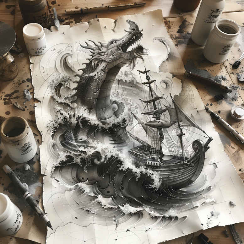 viking-ships tattoo design ideas Realism visual truth nordic sail for calf
