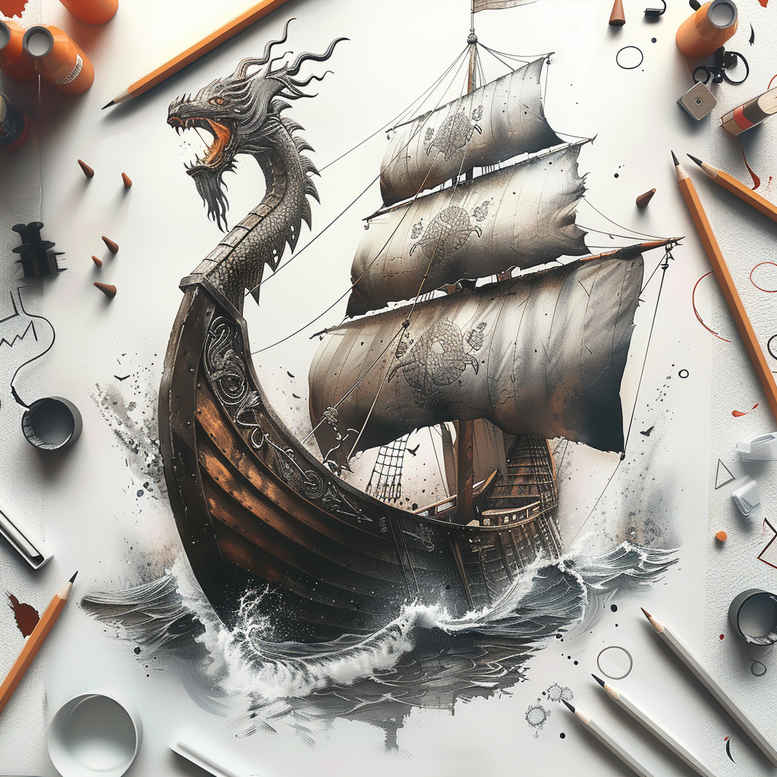 viking-ships tattoo design ideas Realism color precision nordic sail for triceps