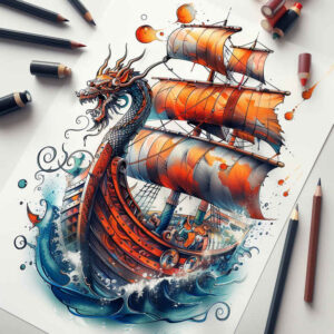 viking-ships tattoo design ideas Realism high definition nordic sail symbolising courage