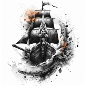 viking-ships tattoo design ideas Realism precise gradient oar rhythm symbol of determination
