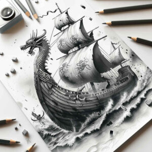 viking-ships tattoo design ideas Surrealism transcendent ocean rune for lower arm