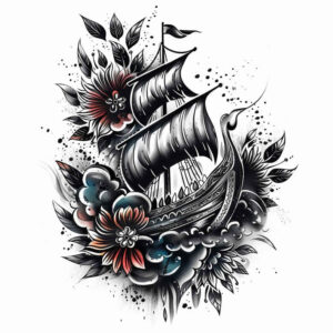 viking-ships tattoo design ideas defined outlines raid symbol embodying endurance
