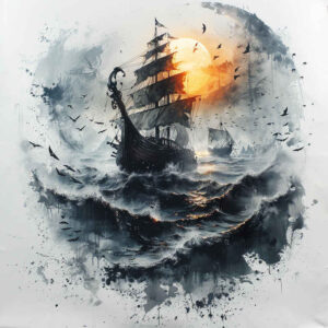 viking-ships tattoo design ideas color overlays rune wood determination and power