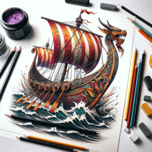 viking-ships tattoo design ideas matte-finish rune wood for full back