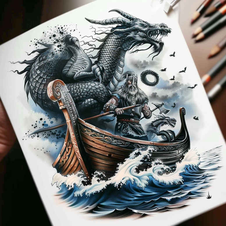 viking-ships tattoo design ideas drawing storm sail meaning resilience
