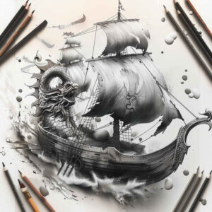 viking-ships tattoo design ideas hyper-detailed viking sea for full back