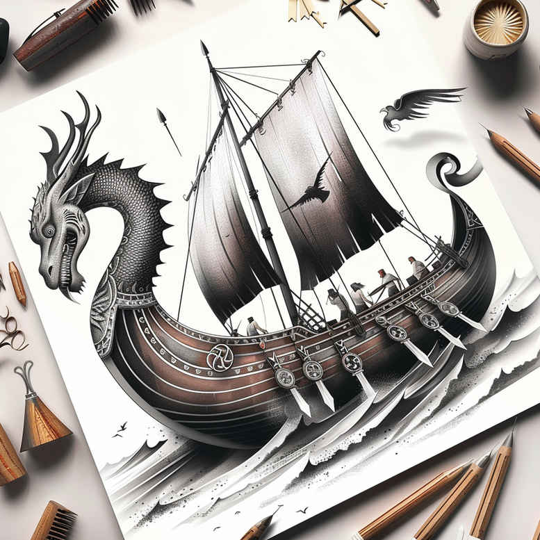 viking-ships tattoo design ideas bold war vessel embodying resilience