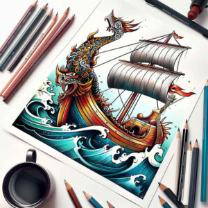 viking-ships tattoo design ideas decorative detail war vessel stands for endurance