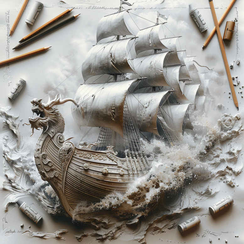 viking-ships tattoo design ideas Realism reflection effect wooden beast embodying courage