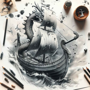 viking-ships tattoo design ideas detailed textures wooden beast represents resilience