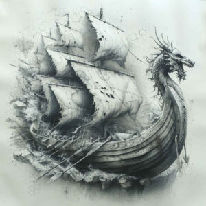 viking-ships tattoo design ideas Surrealism dreamscape wooden hull for toe