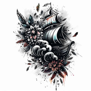 viking-ships-with-symbols-neotraditional-decorative-flourishes-for-collarbone – tattoo design ideas free ai generated – Gallery: viking-ships-inkby-ai