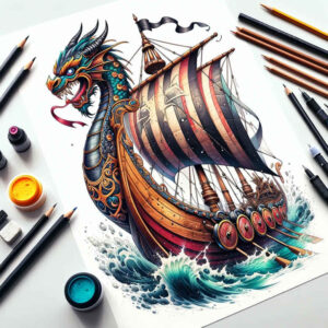 drakkar-with-ornamental-details-realism-cgi-realism-for-inner-arm – tattoo design ideas free ai generated – Gallery: viking-ships-inkby-ai