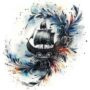 sailing-ships-surrealism-hallucinatory-for-upper-arm – tattoo design ideas free ai generated – Gallery: viking-ships-inkby-ai