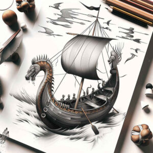 viking-ships-minimalist-neotraditional-artistic-contrast-for-upper-back – tattoo design ideas free ai generated – Gallery: viking-ships-inkby-ai