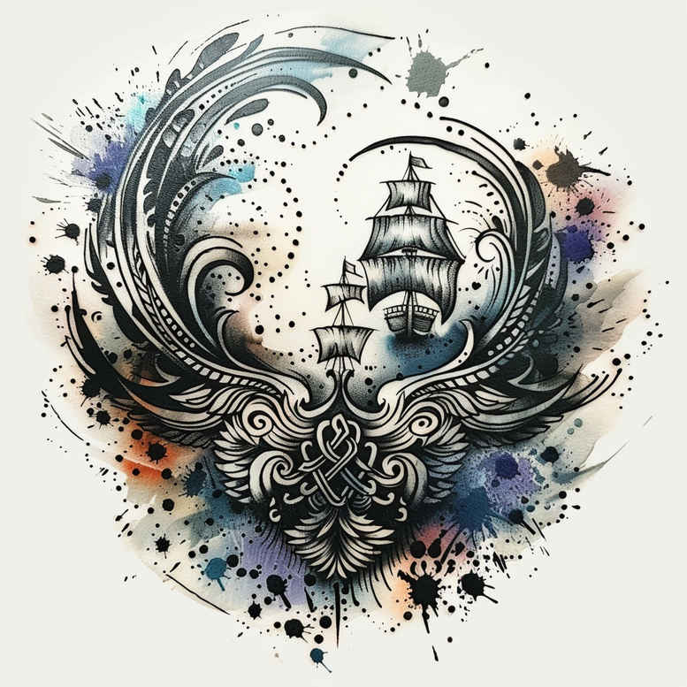 viking-boats-neotraditional-rich-shading-for-collarbone – tattoo design ideas free ai generated – Gallery: viking-ships-inkby-ai