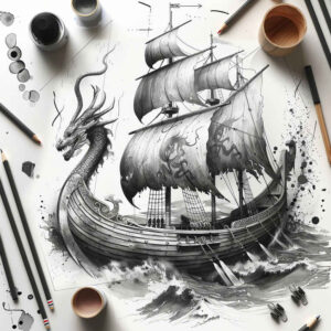 sailing-ships-surrealism-enigmatic-light-for-lower-back – tattoo design ideas free ai generated – Gallery: viking-ships-inkby-ai