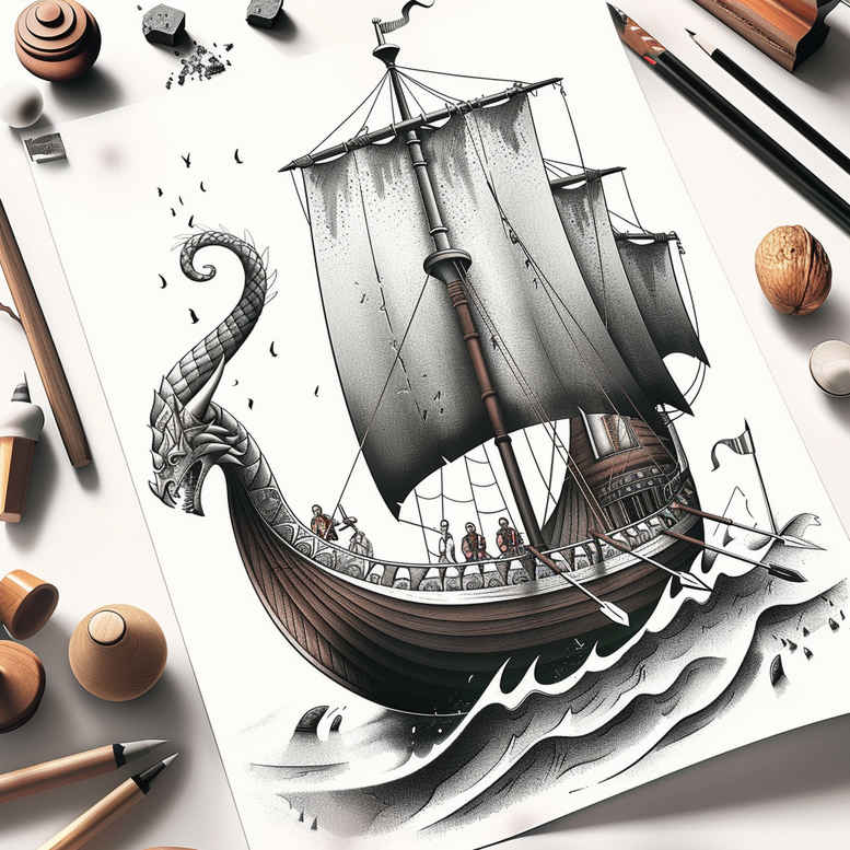 viking-ships-courage-motif-neotraditional-intricate-shading-for-ribs – tattoo design ideas free ai generated – Gallery: viking-ships-inkby-ai