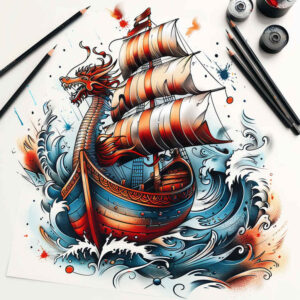 viking-ships-with-symbols-surrealism-imaginative-for-lower-arm – tattoo design ideas free ai generated – Gallery: viking-ships-inkby-ai