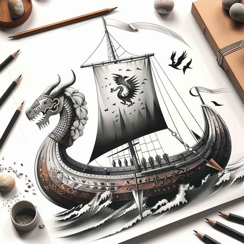 viking-ships-with-symbols-realism-portrait-realism-for-collarbone – tattoo design ideas free ai generated – Gallery: viking-ships-inkby-ai