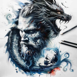 mythological-motif-tattoo-dark-for-heel – tattoo design ideas free ai generated – Gallery: vikings-inkby-ai
