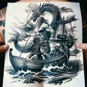 line-warrior-tattoo-hellish-for-foot – tattoo design ideas free ai generated – Gallery: vikings-inkby-ai