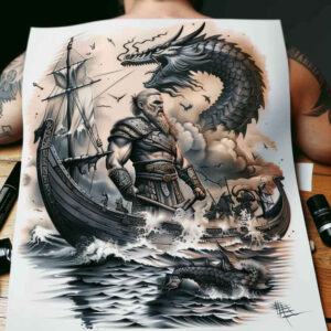 spiritual-motif-tattoo-grimace-for-scapula – tattoo design ideas free ai generated – Gallery: vikings-inkby-ai