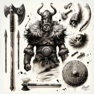 shield-tattoo-bleeding-for-elbow – tattoo design ideas free ai generated – Gallery: vikings-inkby-ai