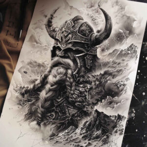 courage-and-strength-tattoo-hellish-for-calf – tattoo design ideas free ai generated – Gallery: vikings-inkby-ai