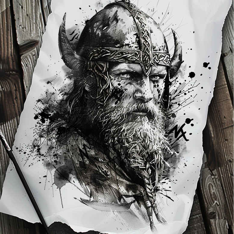sea-motif-tattoo-gloomy-for-shoulder-blade – tattoo design ideas free ai generated – Gallery: vikings-inkby-ai