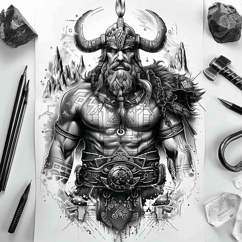 vikings tattoo design ideas Surrealism chromatic flux ancient explorer embodying courage