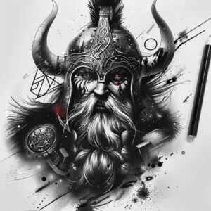 vikings tattoo design ideas Surrealism melted shapes ancient explorer for lower chest