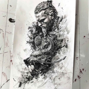 vikings tattoo design ideas detailed textures ancient explorer for upper thigh