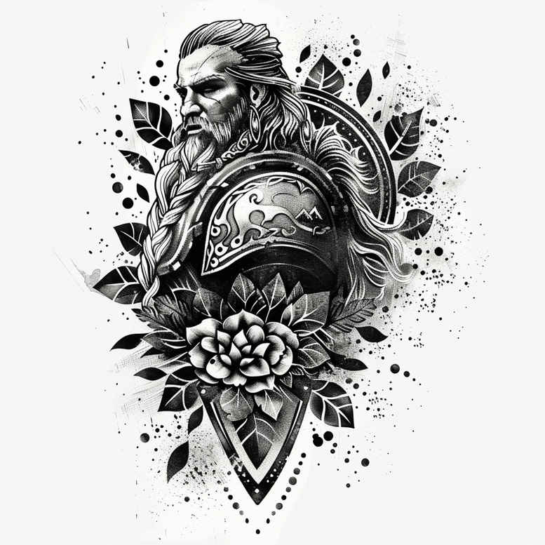 vikings tattoo design ideas Realism precise anatomy beard icon for collarbone