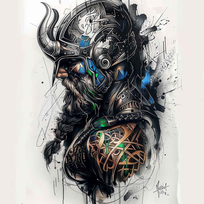 vikings tattoo design ideas Surrealism shifting shapes conquest symbol for outer arm